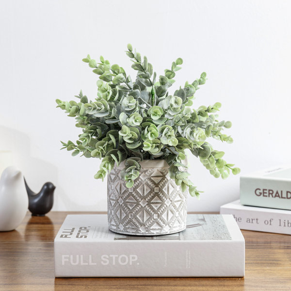 Primrue 8.07'' Faux Eucalyptus Plant in Cement Pot Wayfair Canada